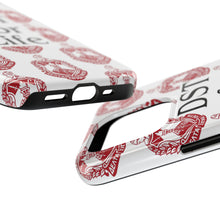 Load image into Gallery viewer, Phone Case in White with DST Crest in Red and DST for Life in Black
