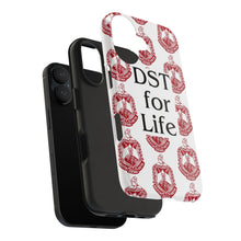 Load image into Gallery viewer, Phone Case in White with DST Crest in Red and DST for Life in Black
