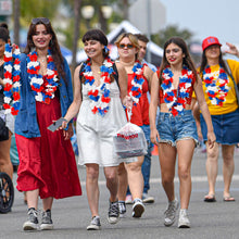 Load image into Gallery viewer, 4th of July Accessories, 24pcs Patriotic Leis Fourth of July Bulk, Red Blue White Silk Flower Leis Accessories, Independence Day Leis for Memorial Day Veterans Day Patriotic Parade Decorations
