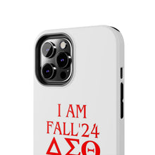 Load image into Gallery viewer, Phone Case in White with I AM FALL &#39;24 DST Theme in Red
