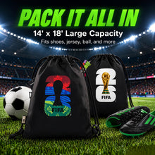 Load image into Gallery viewer, Covbozk FIFA World Cup 2026 Licensed Drawstring Backpack Bag, Lightweight Gym Sack &amp; Stadium Bag, Foldable Sports Sackpack, Travel Backpack Sports Gym Sackpack for Adults Men Women Outdoor Travel
