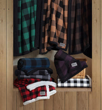 Load image into Gallery viewer, Eddie Bauer - Throw Blanket, Super Soft Reversible Sherpa Flannel Bedding, Ideal Christmas &amp; White Elephant Gifts, Cozy Plaid Throw Blankets for Couch (Cabin Plaid Red, Throw)
