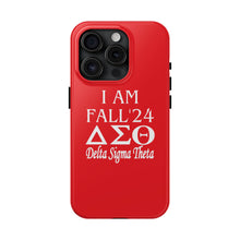 Load image into Gallery viewer, Phone Case in Red with I AM FALL &#39;24 DST Theme in White
