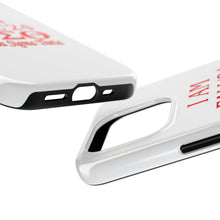 Load image into Gallery viewer, Phone Case in White with I AM FALL &#39;24 DST Theme in Red
