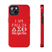 Load image into Gallery viewer, Phone Case in Red with I AM FALL &#39;24 DST Theme in White
