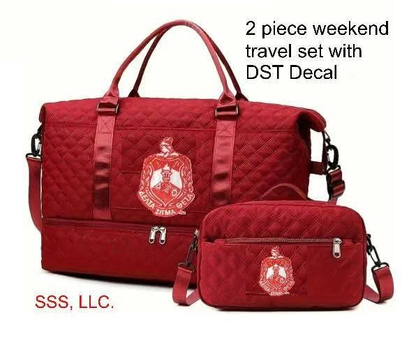 Red Quilted 2 piece Weekend travel set with DST Decal – Simple to Sharp ...