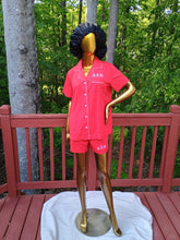 Load image into Gallery viewer, Red 2 piece DST Summer Pajama set

