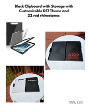Load image into Gallery viewer, Black Clipboard with Customizable DST Theme and 22 Red rhinestones
