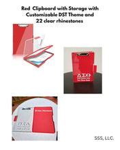 Load image into Gallery viewer, Red Clipboard with Customizable DST Theme and 22 Clear rhinestones
