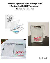 Load image into Gallery viewer, White Clipboard with Customizable DST Theme and 22 Red rhinestones
