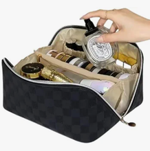 Load image into Gallery viewer, Large Capacity Black Makeup Bag with DST Crest and Charm
