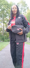 Load image into Gallery viewer, Black and Red Unisex Colorblock Track Suit and Crossbody with the DST 1913 Decal
