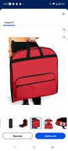 Load image into Gallery viewer, Professional 60" Red Garment Bag with Embroidered 5" DST Crest Decal and Rubber DST Luggage Tag
