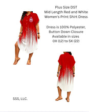 Load image into Gallery viewer, Mid Length Red and White Women's Print Shirt Dress
