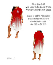 Load image into Gallery viewer, Red and White T Shirt Dress with 3" DST Crest
