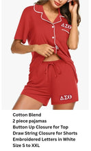 Load image into Gallery viewer, Red 2 piece DST Summer Pajama set
