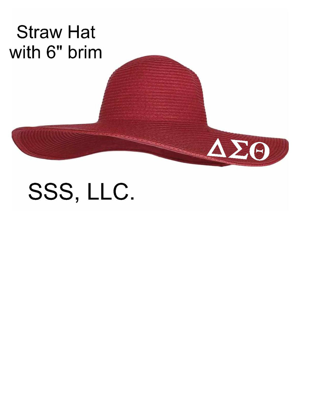 Red Straw DST Floppy Hat with 6
