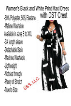 Load image into Gallery viewer, Women's Black and White Print Maxi Dress
