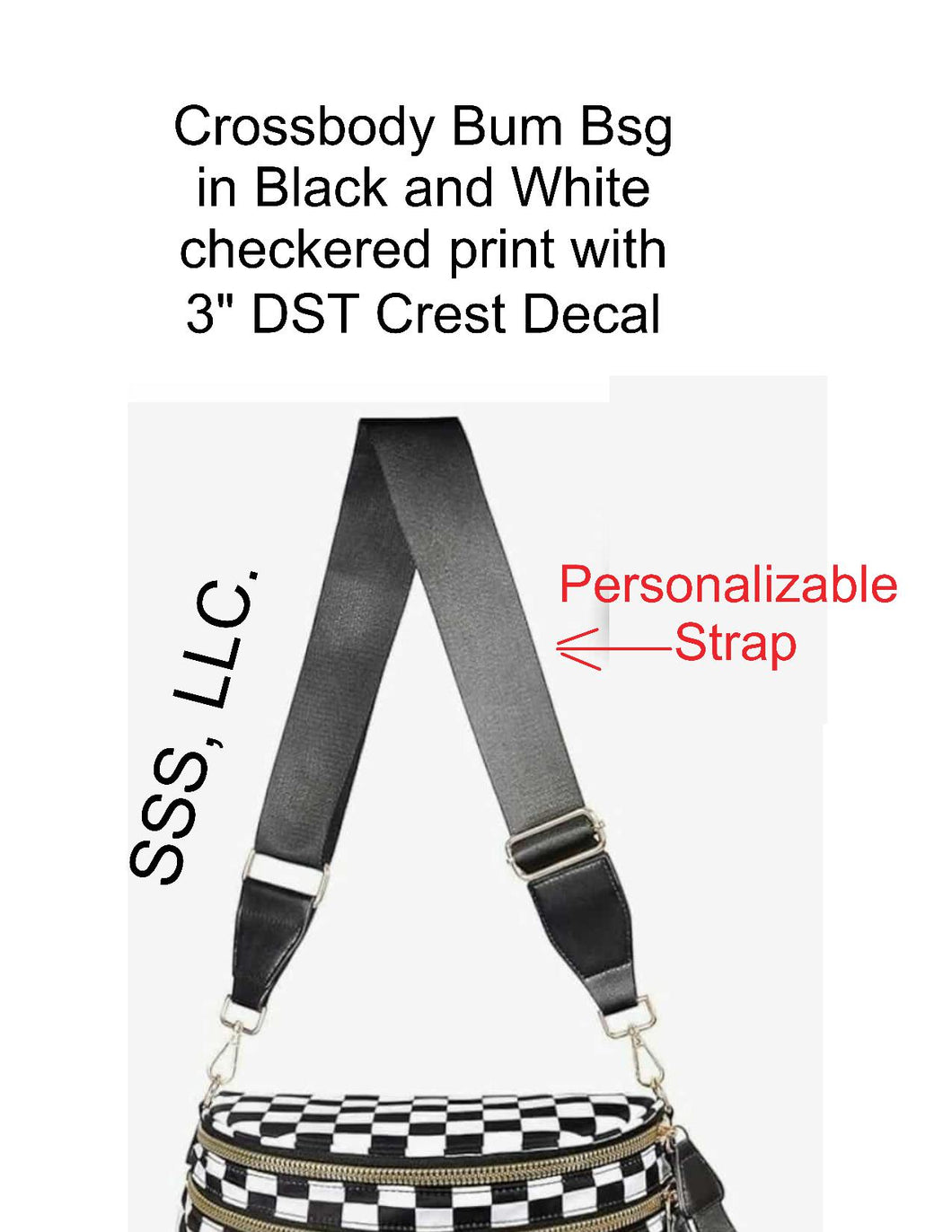 Crossbody Bum Bag in Black and White with DST Decal