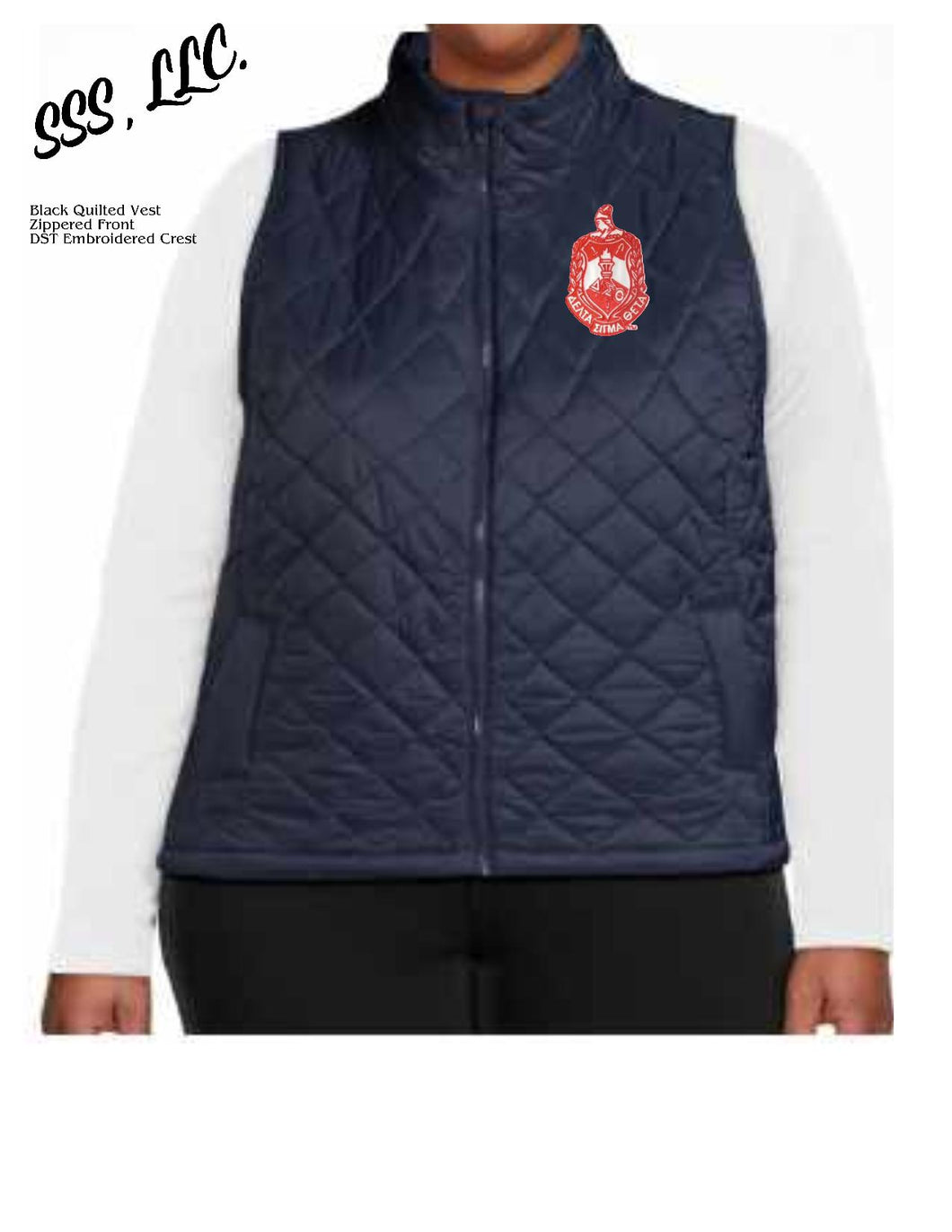 Black Woven Quilted Vest with DST Decal