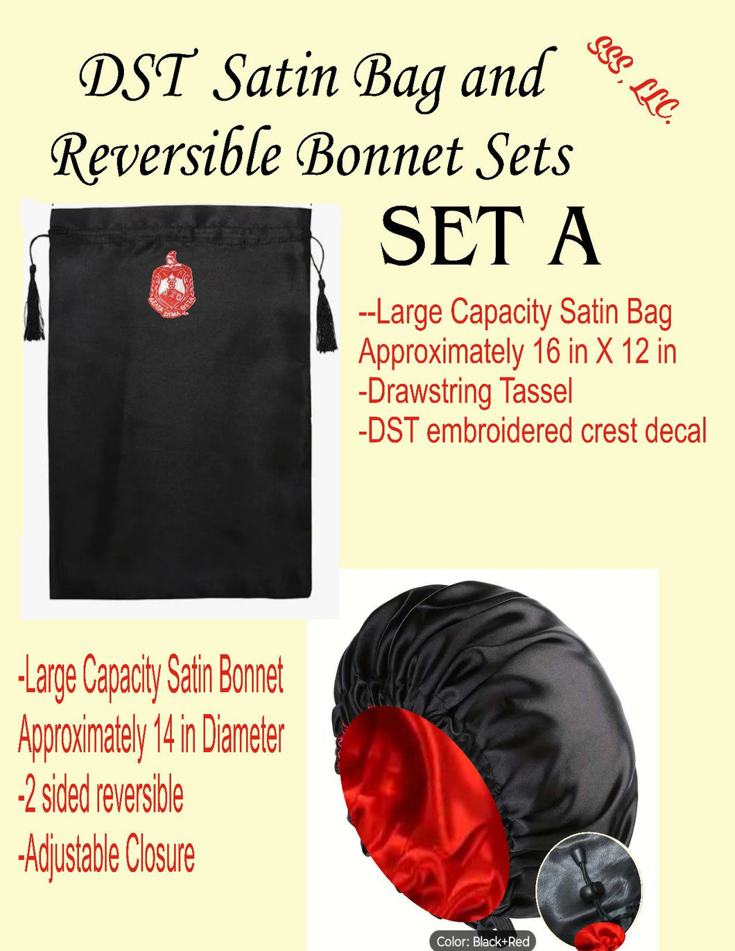 DST Satin Bag and Bonnet Set