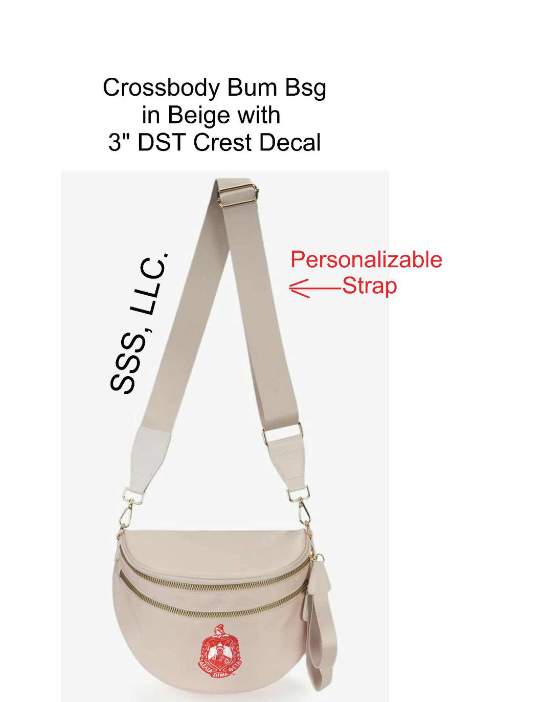 Crossbody Bum Bag in Beige with DST Crest