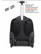 Load image into Gallery viewer, DST Trolley Backpack with Large Wheels and Customizable Front Pocket

