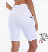 Load image into Gallery viewer, Black, White or Red Long Biker Shorts with Side Pockets and DST Crest
