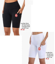 Load image into Gallery viewer, Black, White or Red Long Biker Shorts with Side Pockets and DST Crest
