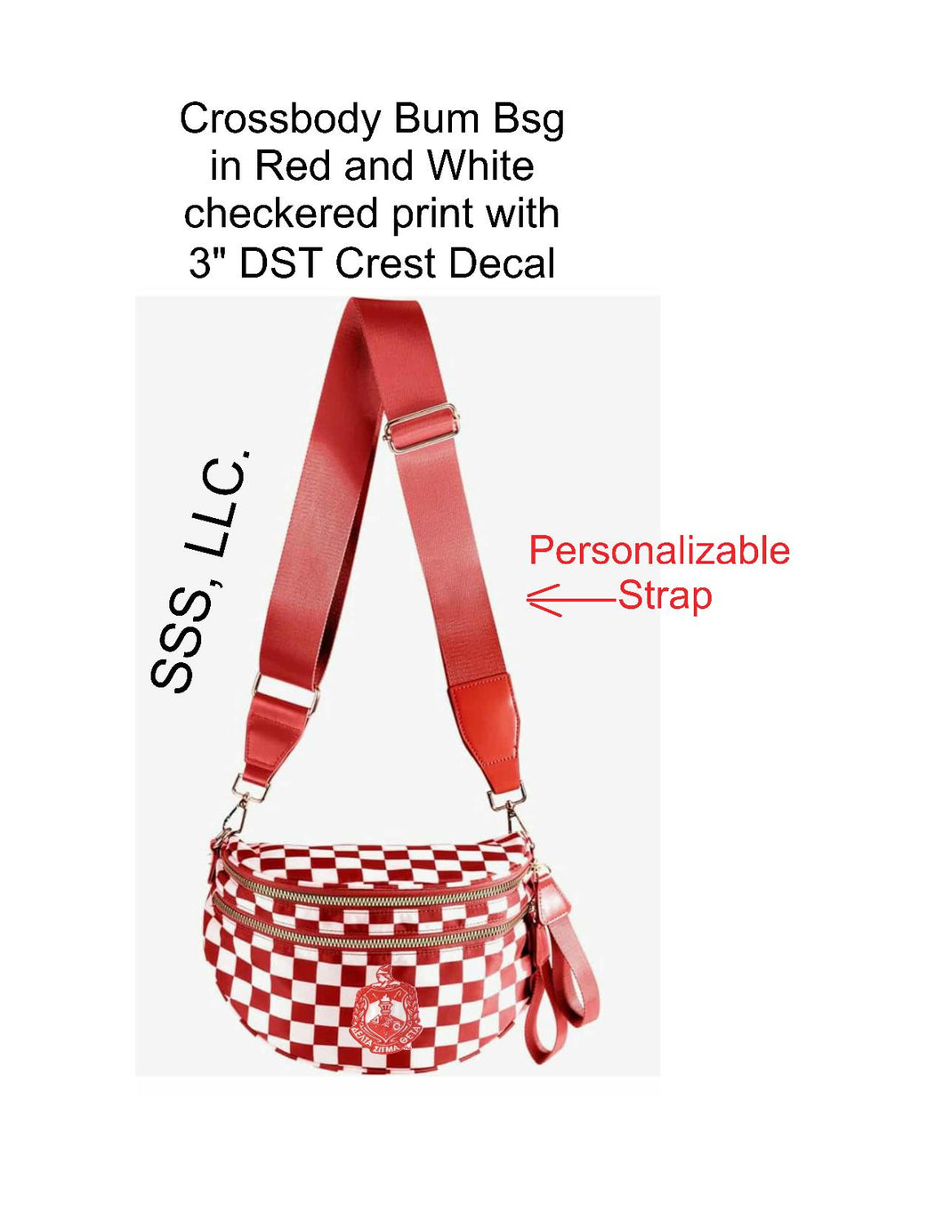 Crossbody Bum Bag in Red and White with DST Crest