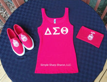 Load image into Gallery viewer, Red Tank Top with the DST Greek Letters
