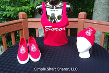 Load image into Gallery viewer, Red Tank Top with the Soror theme

