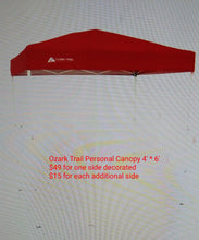 Load image into Gallery viewer, Ozark Trail Personal Canopy (4&#39; * 6&#39;) w/ 1 or more decorated sides
