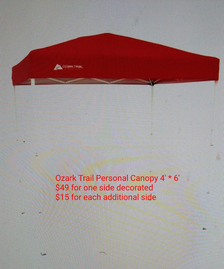 Ozark Trail Personal Canopy (4' * 6') w/ 1 or more decorated sides