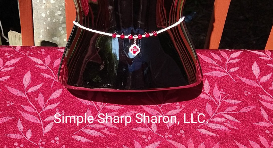 Red and White Beads with the DST Charm Strands 2 colors