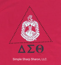 Load image into Gallery viewer, Red Tshirt with the DST Shield and Greek Letter theme
