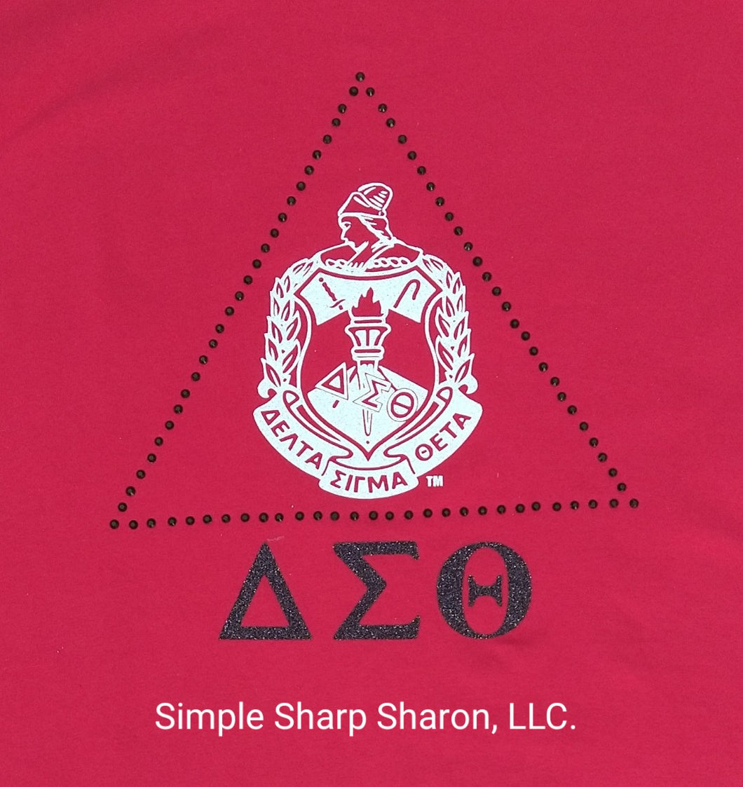 Red Tshirt with the DST Shield and Greek Letter theme