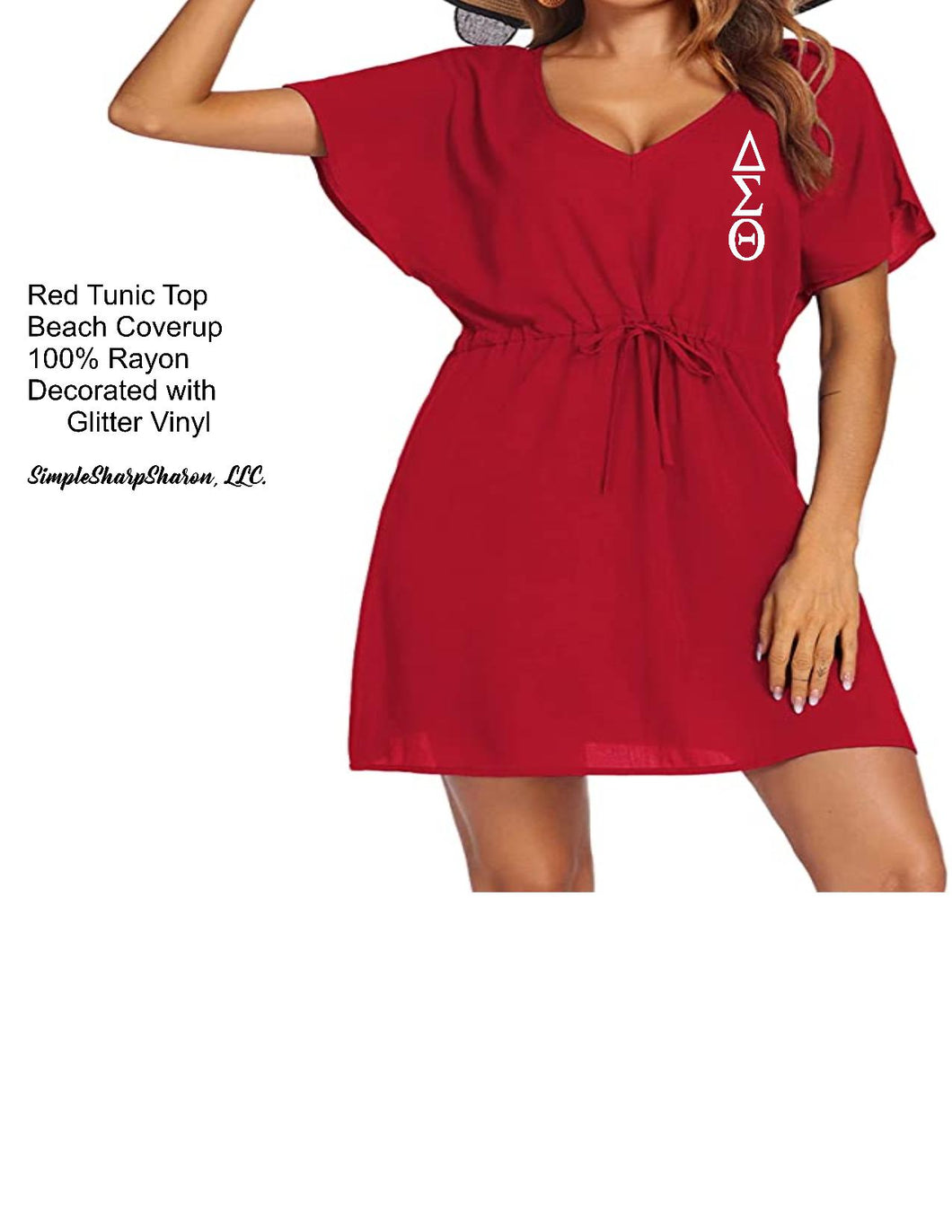 DST Red, Black, or White Tunic Top Customizable Coverup