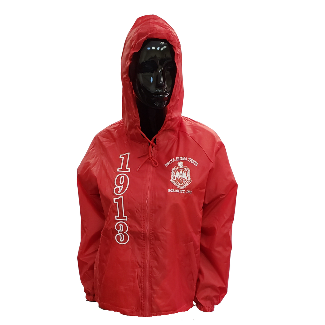 Delta Hooded Line Jacket in Red