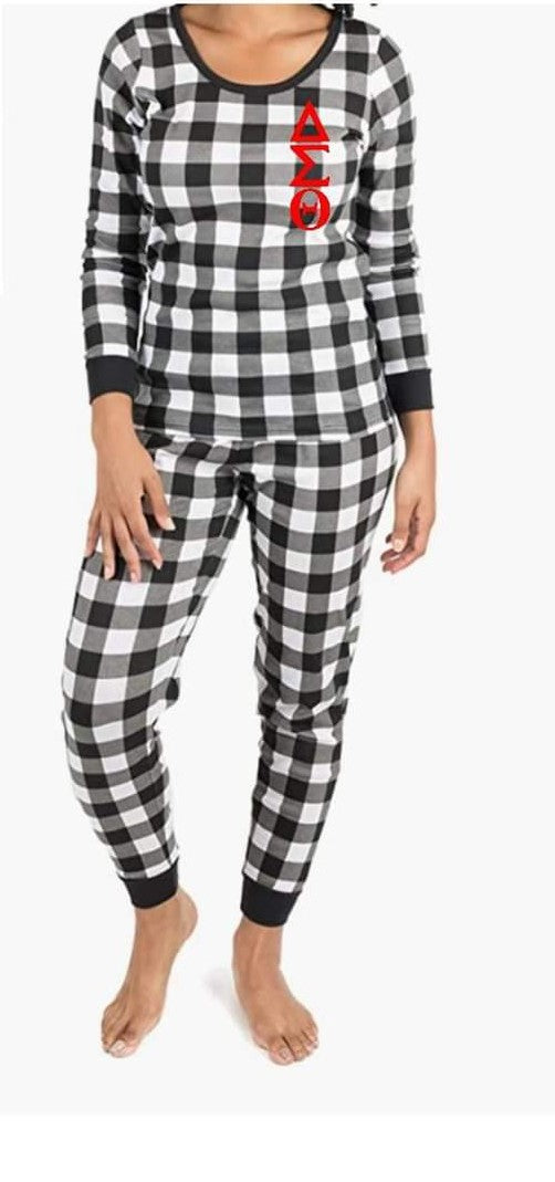 DST White and Black Buffalo Plaid Fitted Pajamas