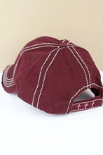 Load image into Gallery viewer, Faith Over Everything Maroon Distressed Cap
