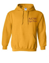 Load image into Gallery viewer, Yellow Gold Hoodie with AGWTP embroidery in yellow gold thread

