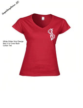 Load image into Gallery viewer, Red Tee with DST Torch of Wisdom Design
