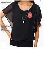 Load image into Gallery viewer, Black Chiffon Dress Top with DST Embroidered Shield
