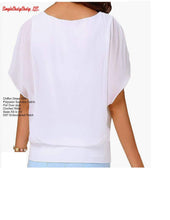 Load image into Gallery viewer, White Chiffon Dress Top with DST Embroidered Shield
