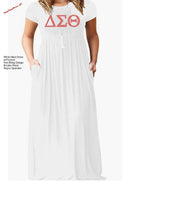 Load image into Gallery viewer, White Maxi Dress with Red DST Bling
