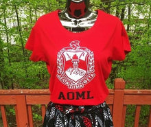 Load image into Gallery viewer, Red TShirt with DST Shield and AOML theme
